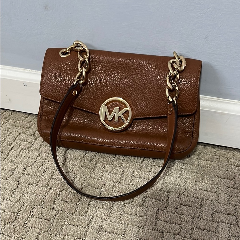 Michael Kors Brown Shoulder Bag with Gold Hardware